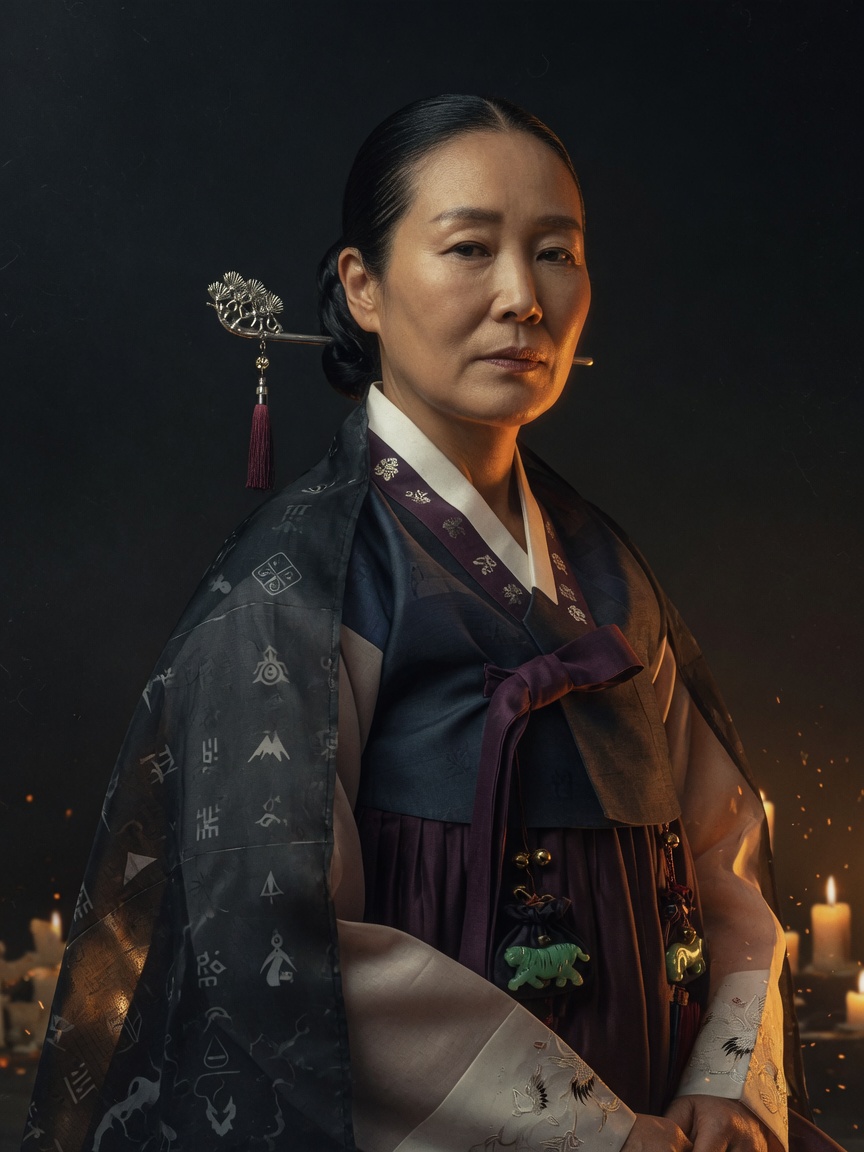 신점 상담사 신월 선생 인물 사진 (시안 예시 — 실제 인물과 다를 수 있습니다)